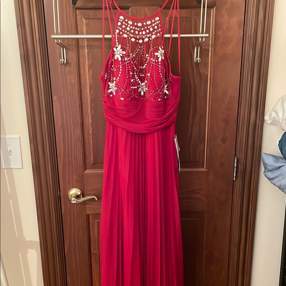 Elegant Red Beaded Gown